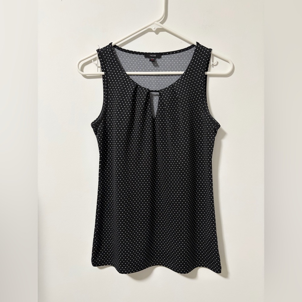 Jacob Polka Dot Sleeveless Top Tank with Keyhole Neckline Small 90s Y2K